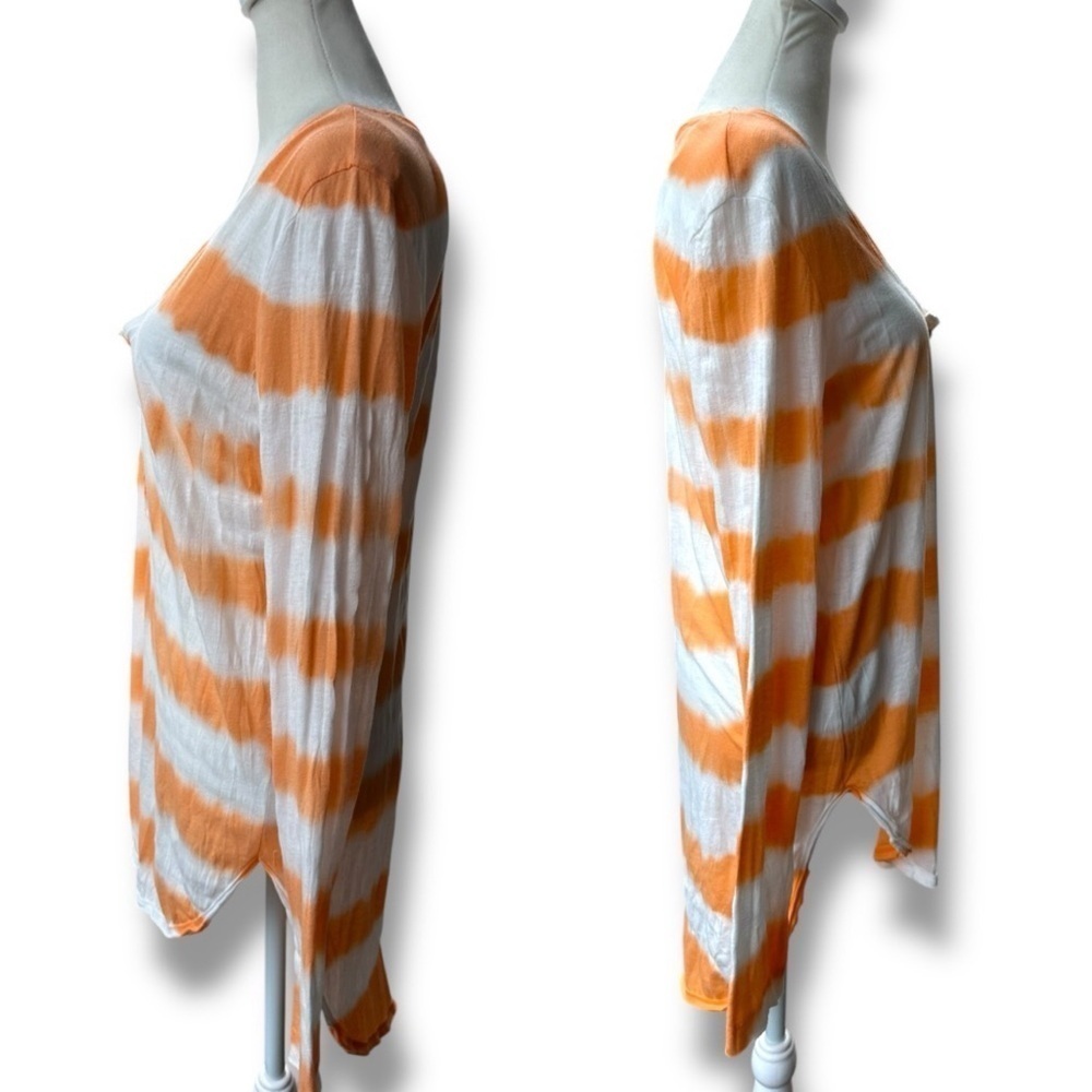 We The Free Orange and White Stripe Long Sleeve Henley Top | Small - Picture 5 of 11